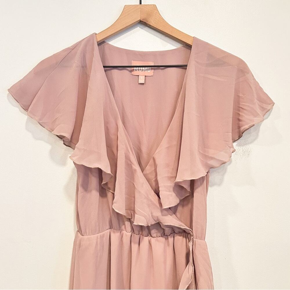 Show Me Your Mumu Jess Ruffle Midi Dress Pink Size S - Picture 3 of 8